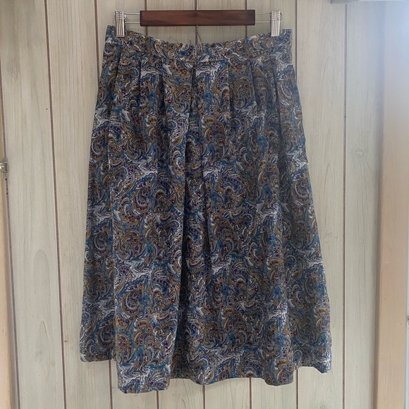 vintage Ship’N shore 14 paisley print midi skirt flowy summer blue king - Picture 2 of 13